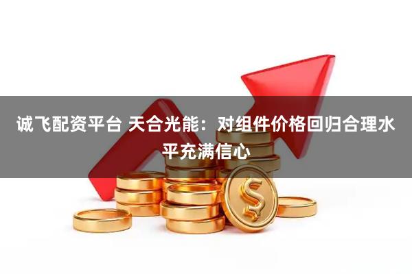诚飞配资平台 天合光能：对组件价格回归合理水平充满信心